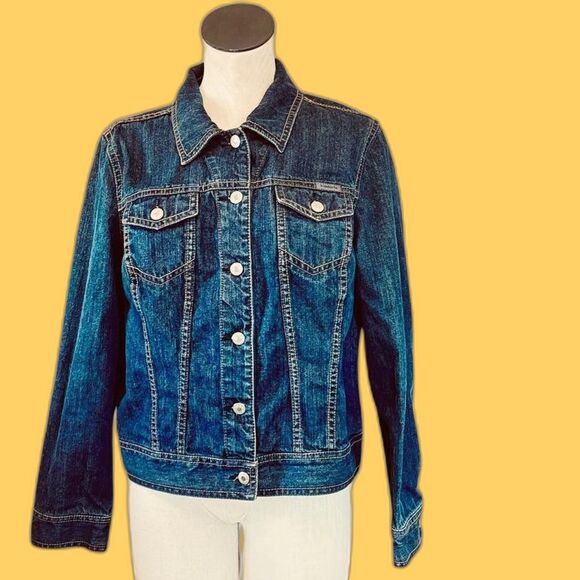 Liz-Claiborne Women XL Blue/Navy Jean Jacket RN#52002 Casual Lightweight - Picture 1 of 7
